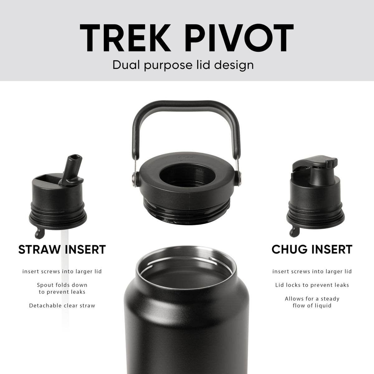 Simple Modern Trek Pivot lid with straw, quick sipping option for on-the-go hydration.