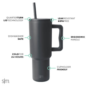 Trek straw lid shown with four-way threading for versatile sipping options.
