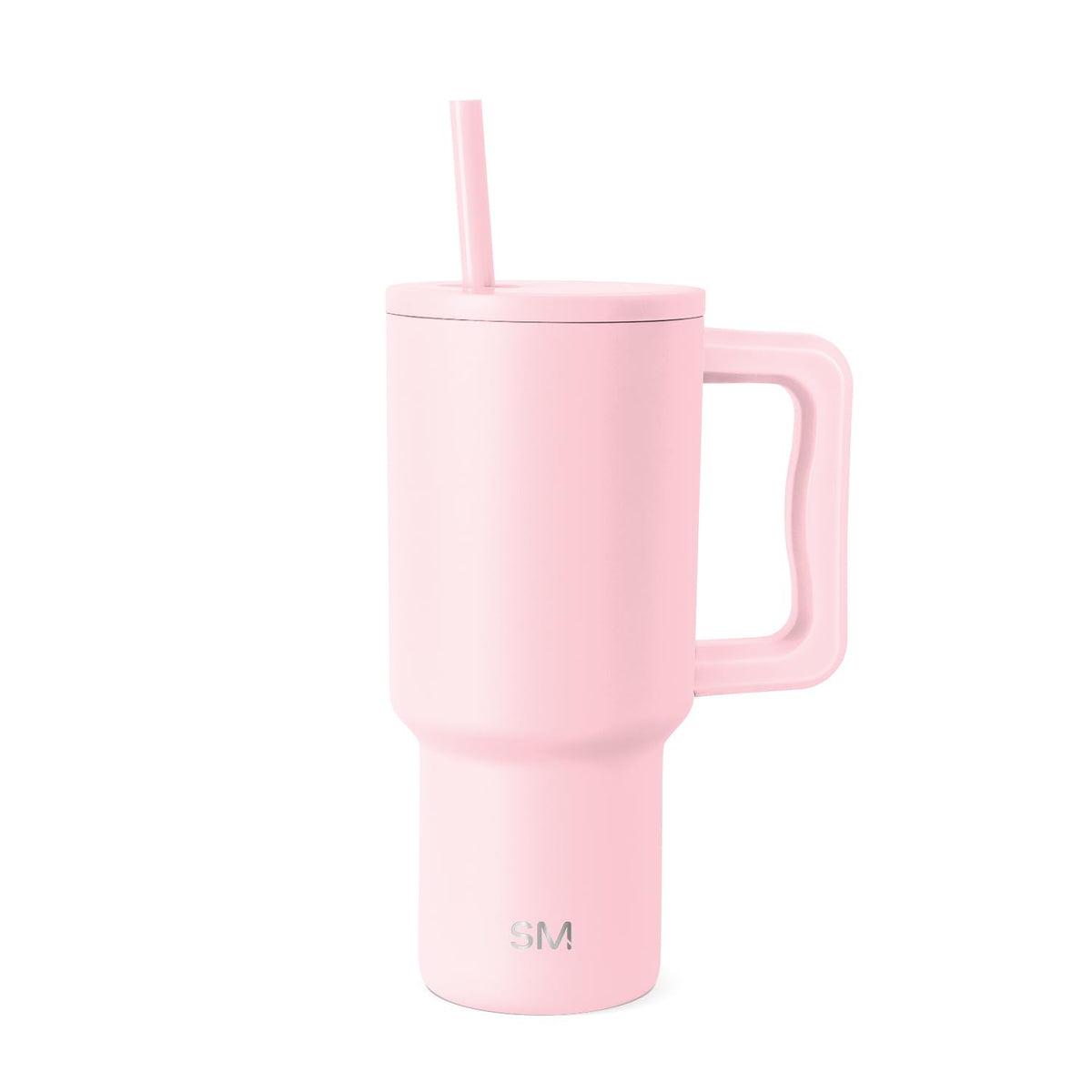 Simple Modern Trek 30 oz tumbler with handle and straw lid for easy carrying.