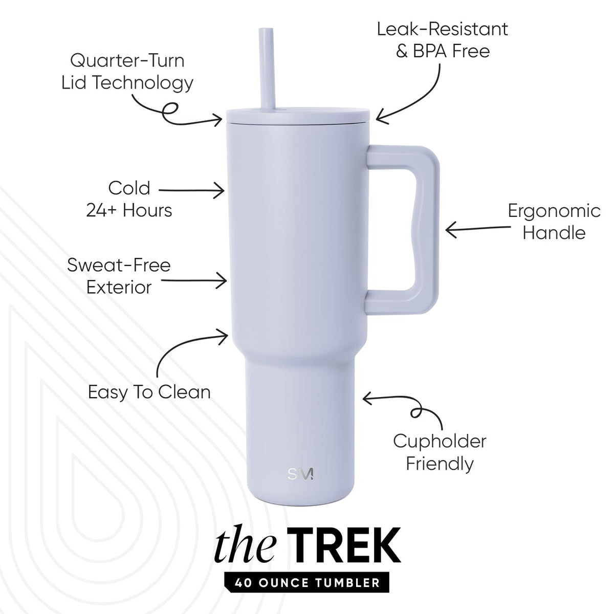 Simple Modern Trek tumbler fits standard cupholders for convenient travel.