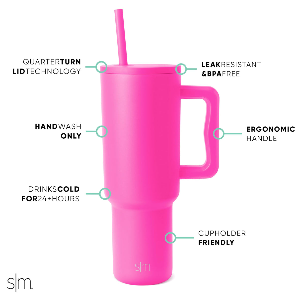 Lid with straw installed for easy sipping during busy days