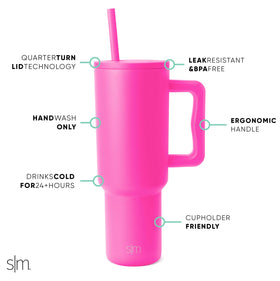 Lid with straw installed for easy sipping during busy days