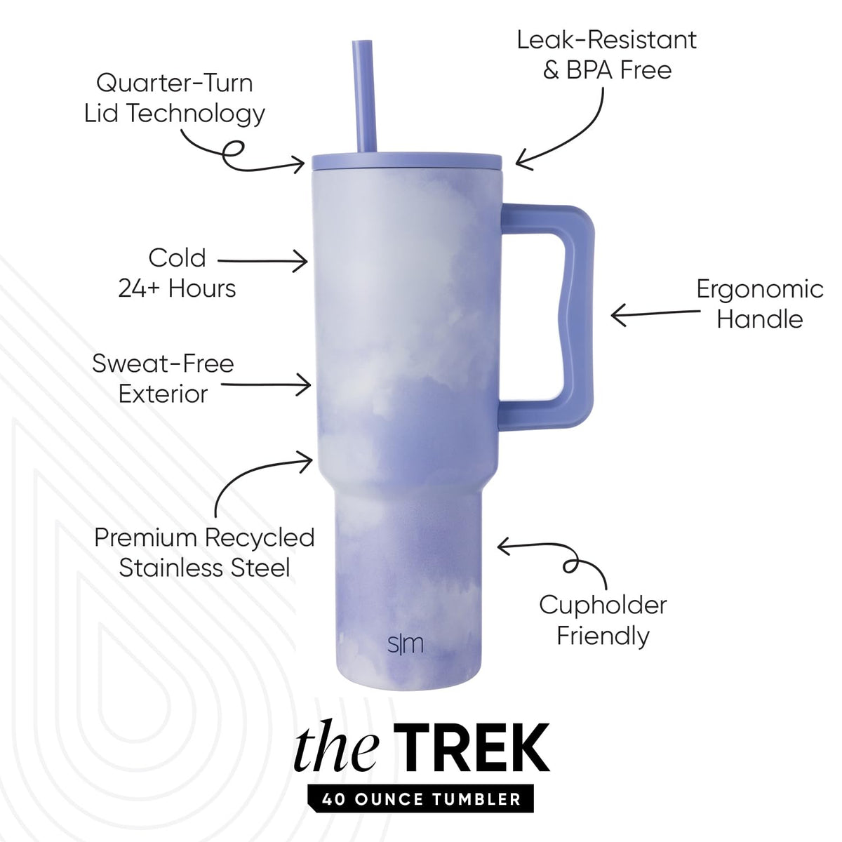 Trek straw lid on the Simple Modern tumbler for customizable sipping