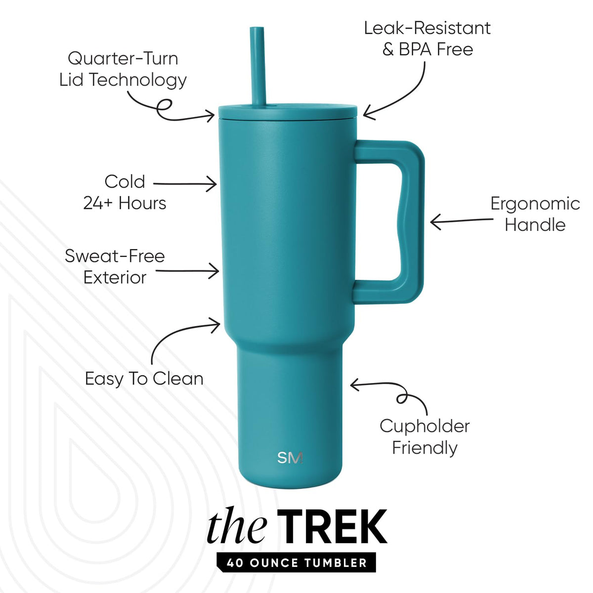 Simple Modern Trek Tumbler straw lid with four-way threading for comfort