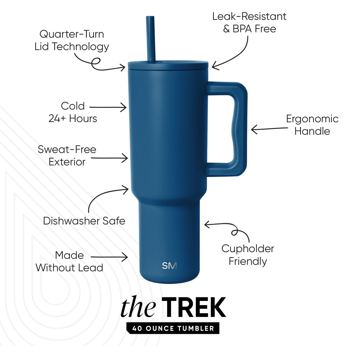 Simple Modern Trek straw lid enables easy sipping on the go.