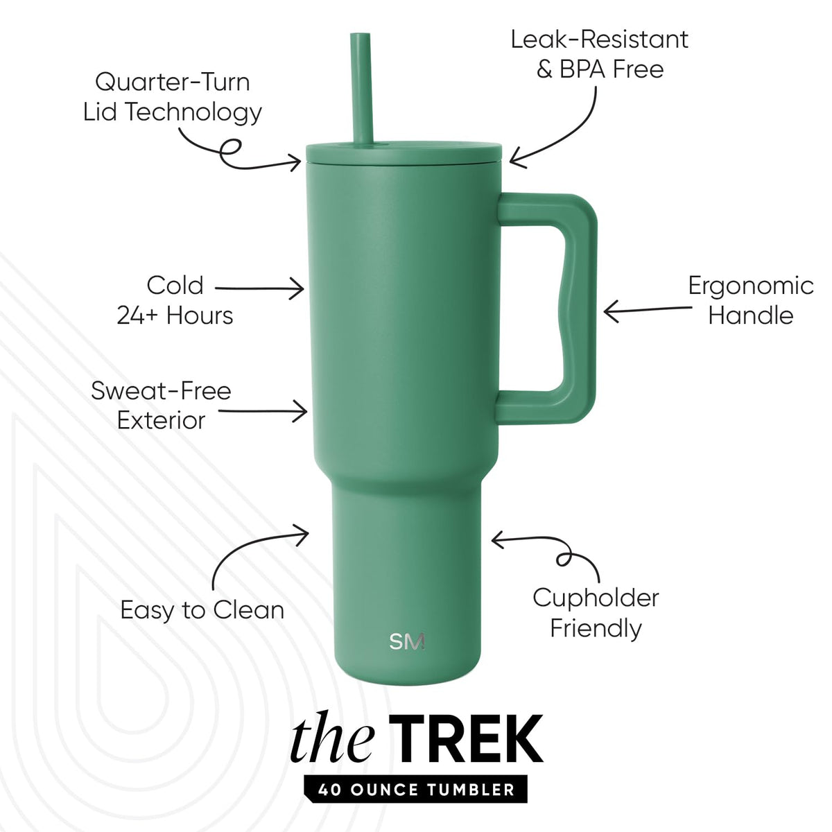 Two included straws, color-matched and clear, offer versatile sipping options.