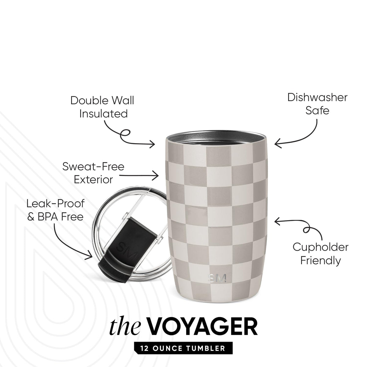 Simple Modern Voyager flip lid showing leak-proof design for secure sipping