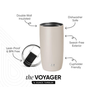 Simple Modern Voyager 16 oz tumbler keeps beverages hot or cold for hours