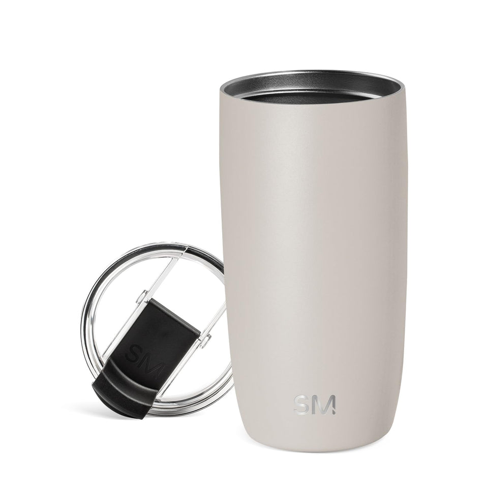 Simple Modern Voyager tumbler almond birch with flip lid for spill-free travel