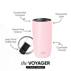 Voyager tumbler interior copper insulation helps maintain temperature