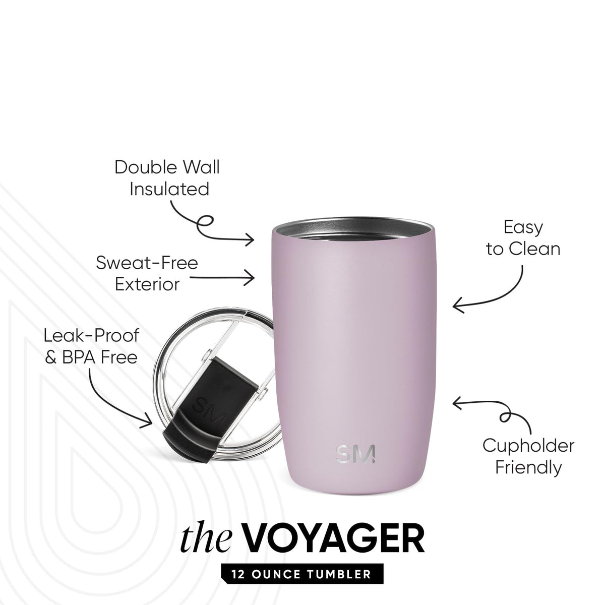 Voyager tumbler showing copper-coated insulation to prevent condensation