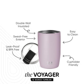 Voyager tumbler showing copper-coated insulation to prevent condensation