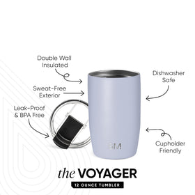 Simple Modern Voyager tumbler demonstrates cupholder fit for on-the-go hydration.