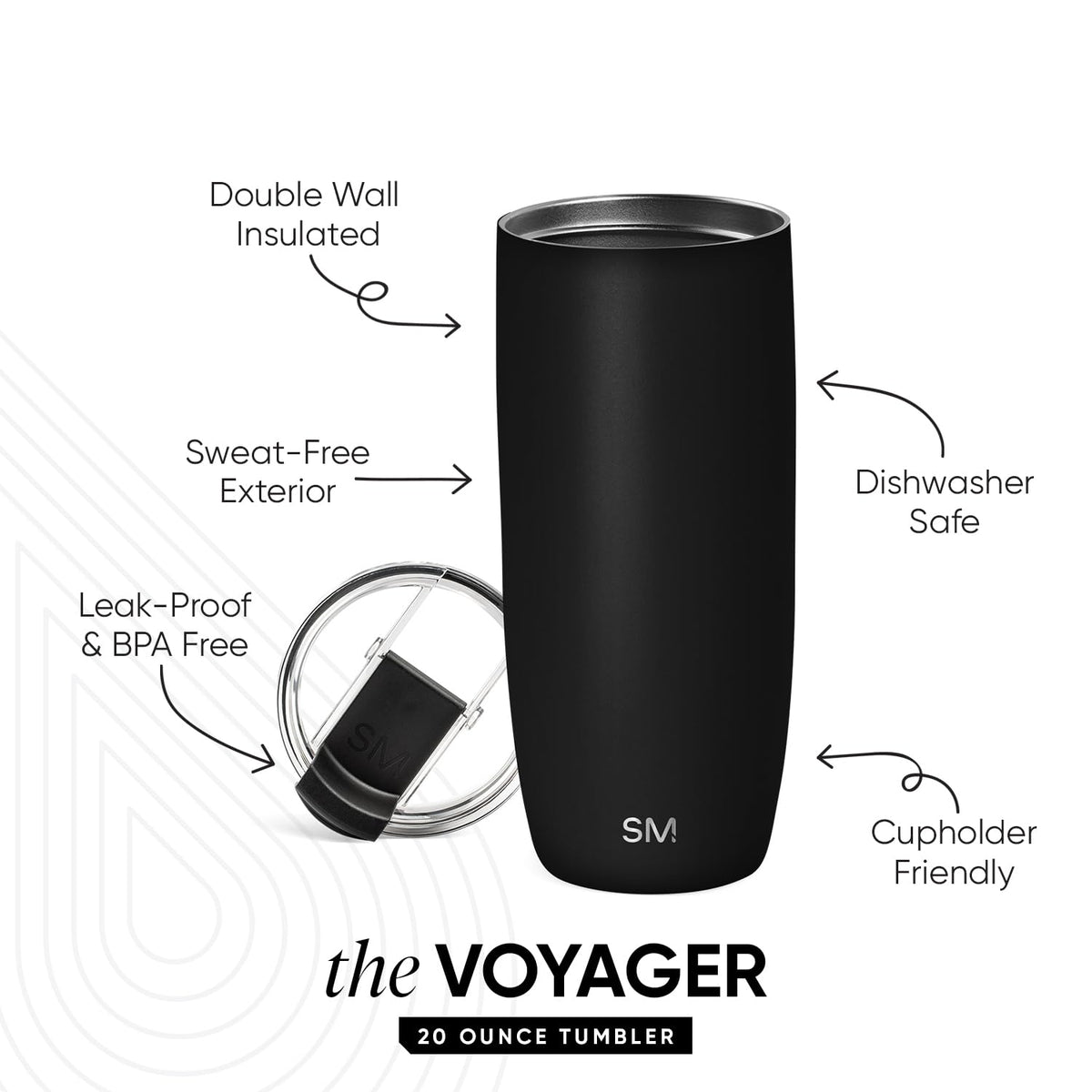 Simple Modern Voyager tumbler showing cupholder-friendly design for easy commuting.