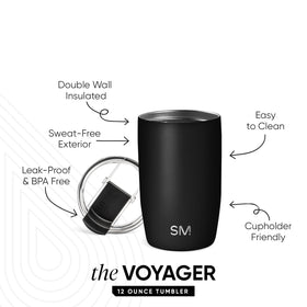 Simple Modern Voyager tumbler shows double-wall insulation to maintain temperature.