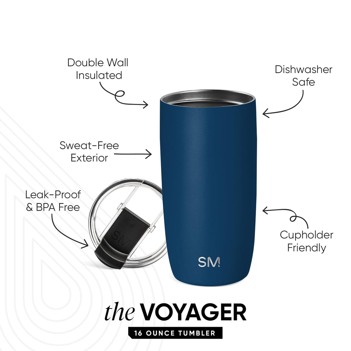 Simple Modern Voyager's double-wall insulation keeps drinks hot or cold for hours.