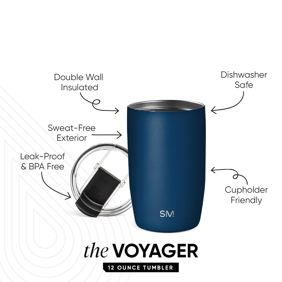 Simple Modern Voyager tumbler double-wall insulation preserves hot or cold drinks.