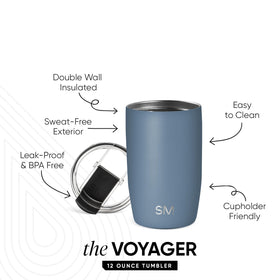 Simple Modern Voyager tumbler with double-wall insulation keeps drinks hot or cold longer.