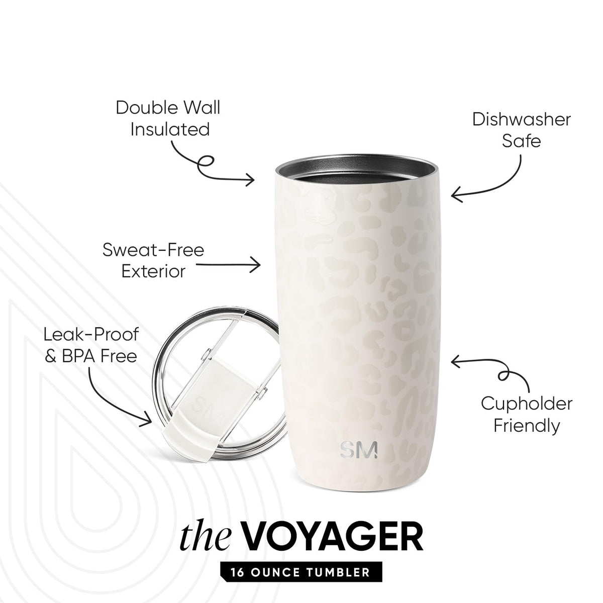 Durable stainless steel Voyager tumbler for lasting use.