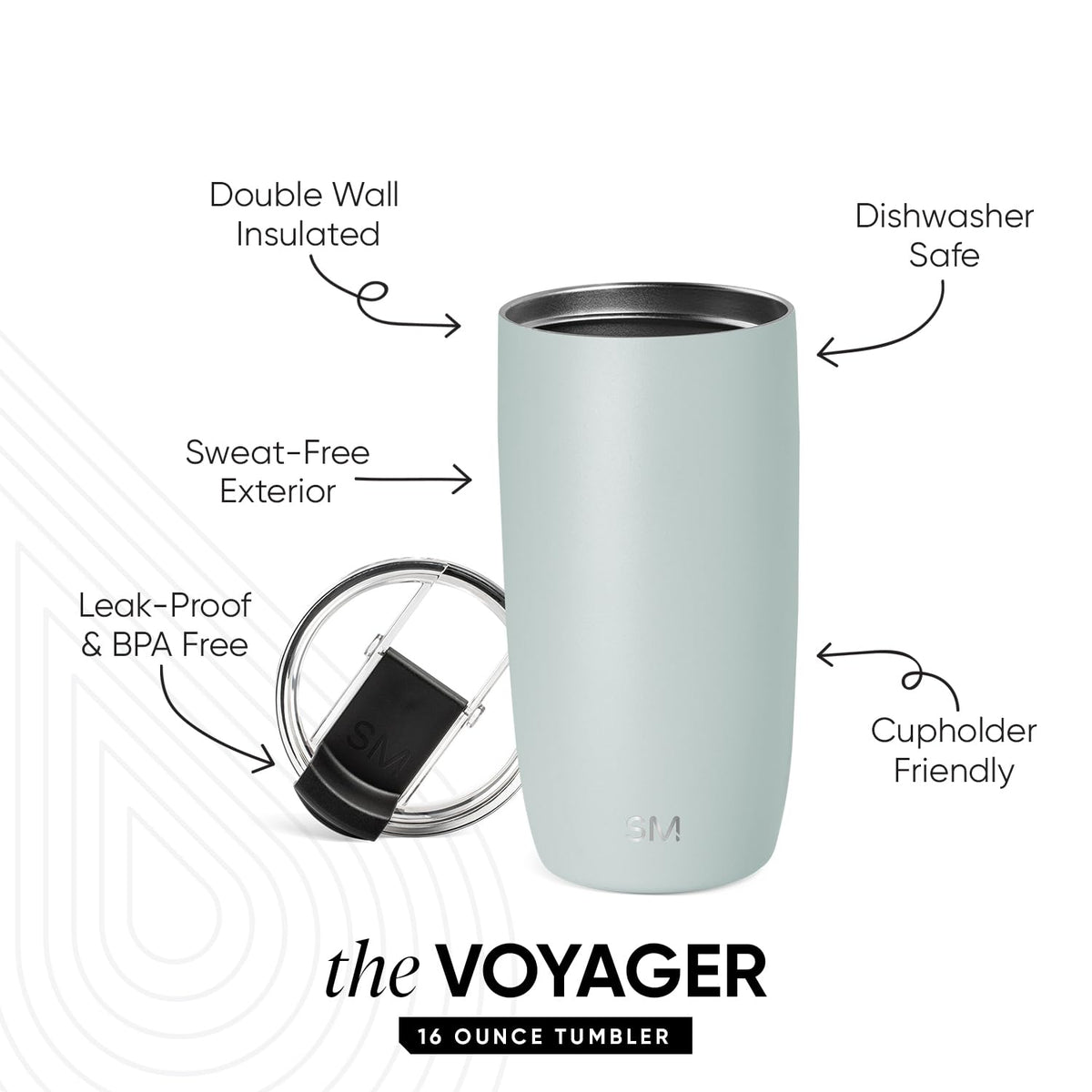 Close-up of Simple Modern Voyager tumbler flip lid securing your drink