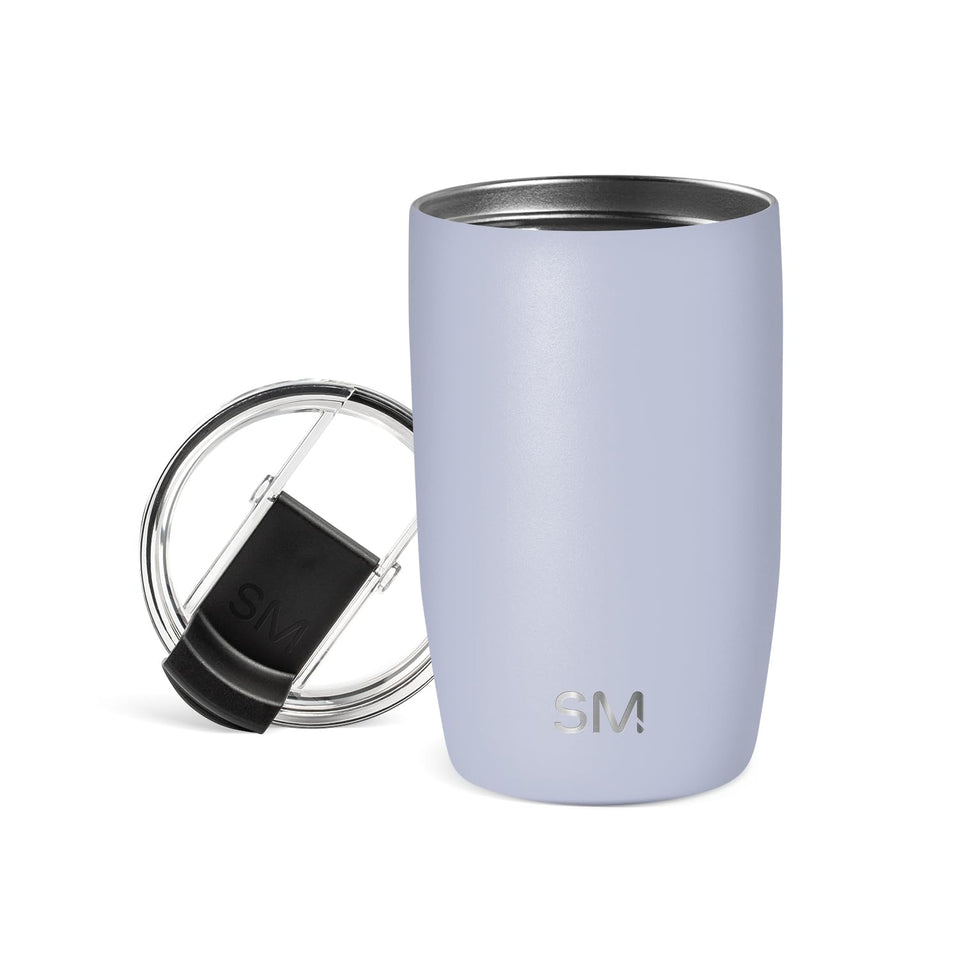 Simple Modern Voyager tumbler close-up with flip lid showcasing a spill-free seal.