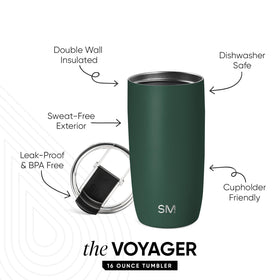 Voyager forest lid and straw showing leakproof sipping design.