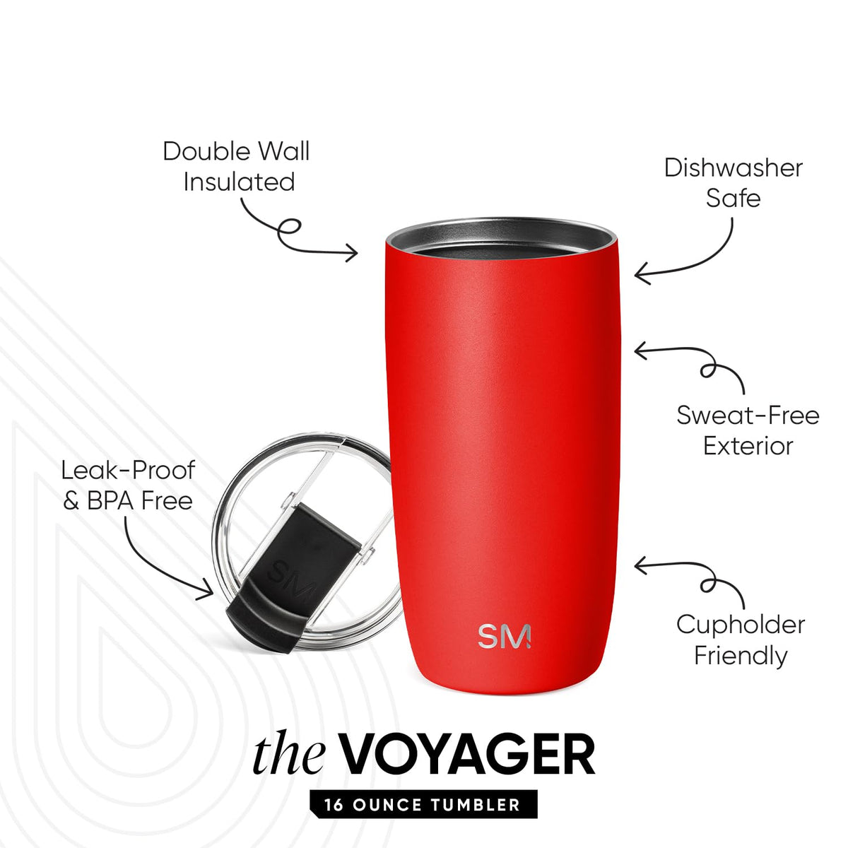 Simple Modern Voyager tumbler stainless steel body with durable finish for daily use.