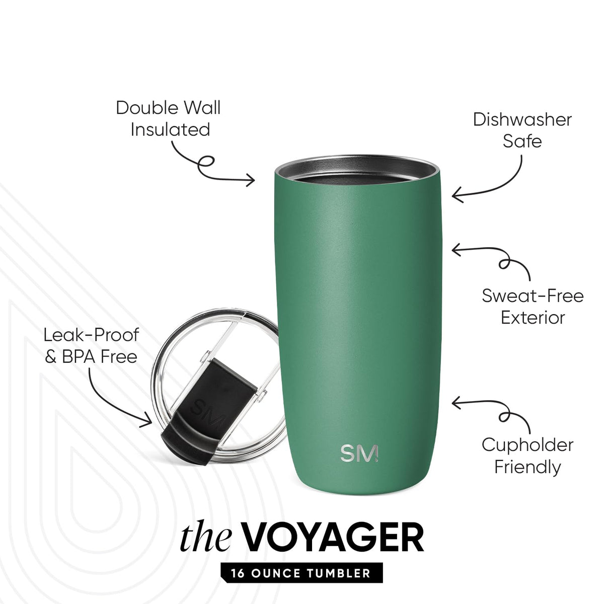 Slim Voyager tumbler showing cupholder-friendly body for travel