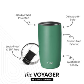 Slim Voyager tumbler showing cupholder-friendly body for travel