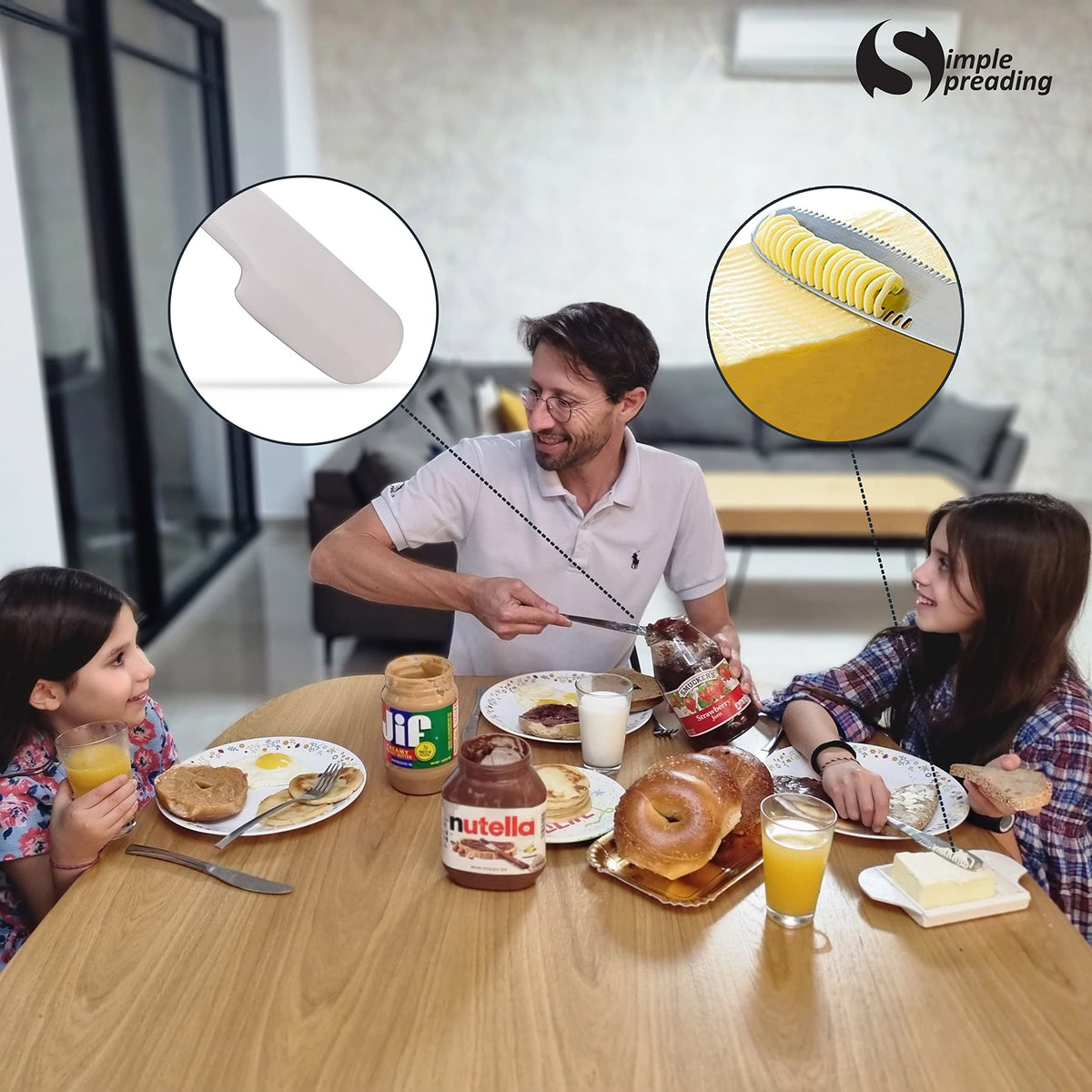 Simple Preading spreader knife on toast for precise, mess-free topping.