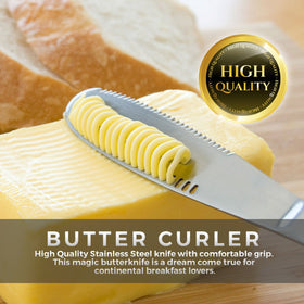 Simple preading 3-in-1 tool includes cheese cutter for easy toast toppings.