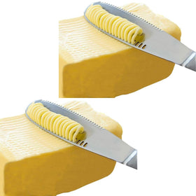 Simple preading butter spreader, front view, durable stainless steel for smooth butter spreading.