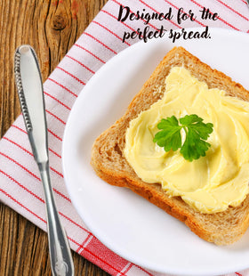 Simple preading 3-in-1 butter knife edge demonstrates curl-capable blade for neat designs.