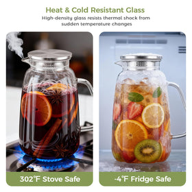 Simple Supplies glass carafe with sturdy handle complements kitchen decor.