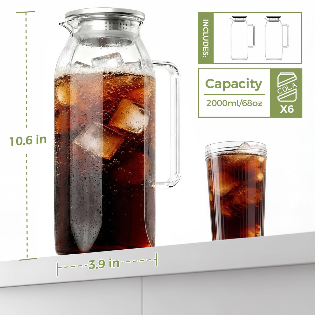 Simple Supplies borosilicate glass pitcher showing clarity and durability.