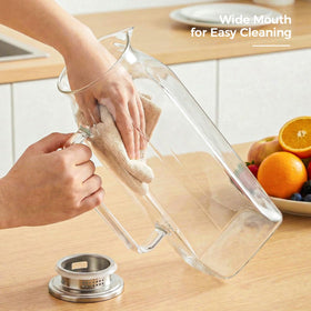 Simple Supplies ergonomic handle on glass pitcher for easy daily use.
