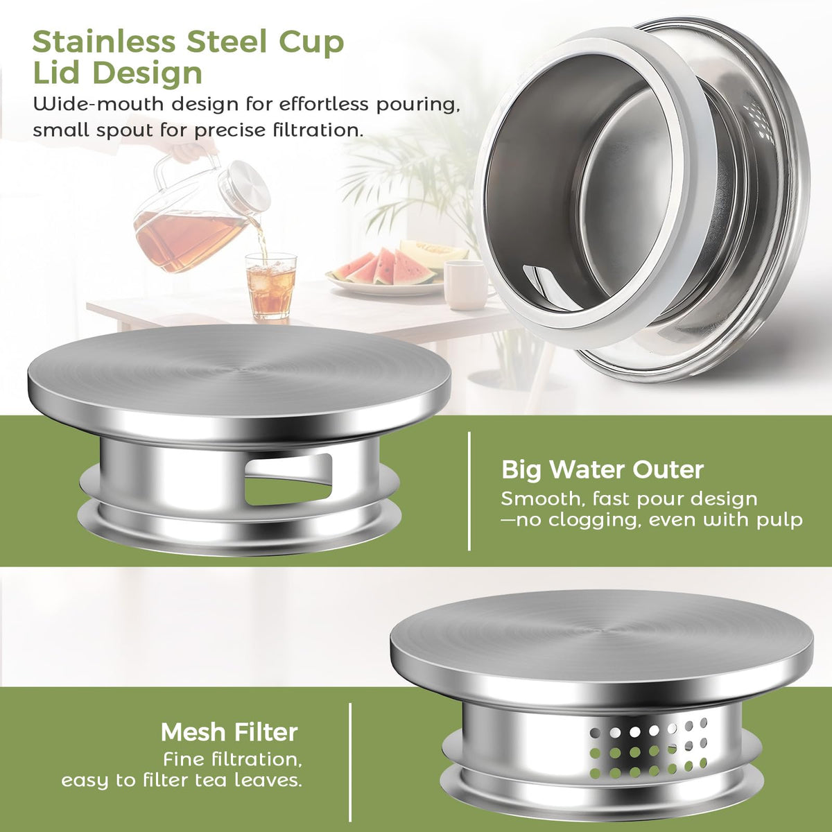Simple Supplies borosilicate pitcher uses a drip-free lid to reduce spills.