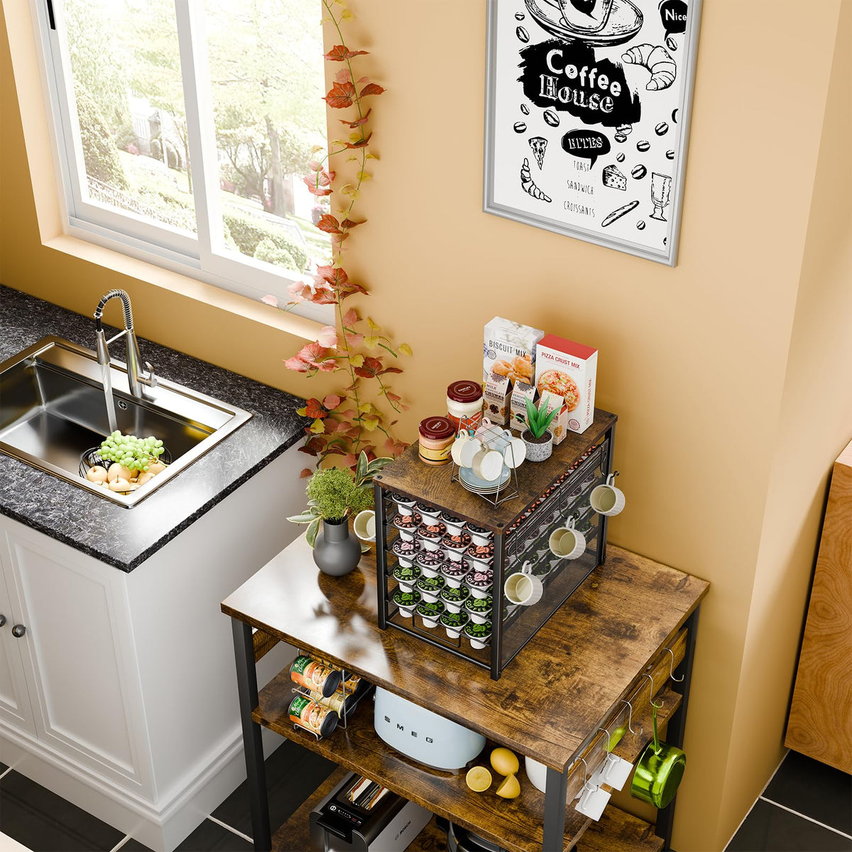Simple Trending 5-tier pod holder drawer open for easy coffee selection