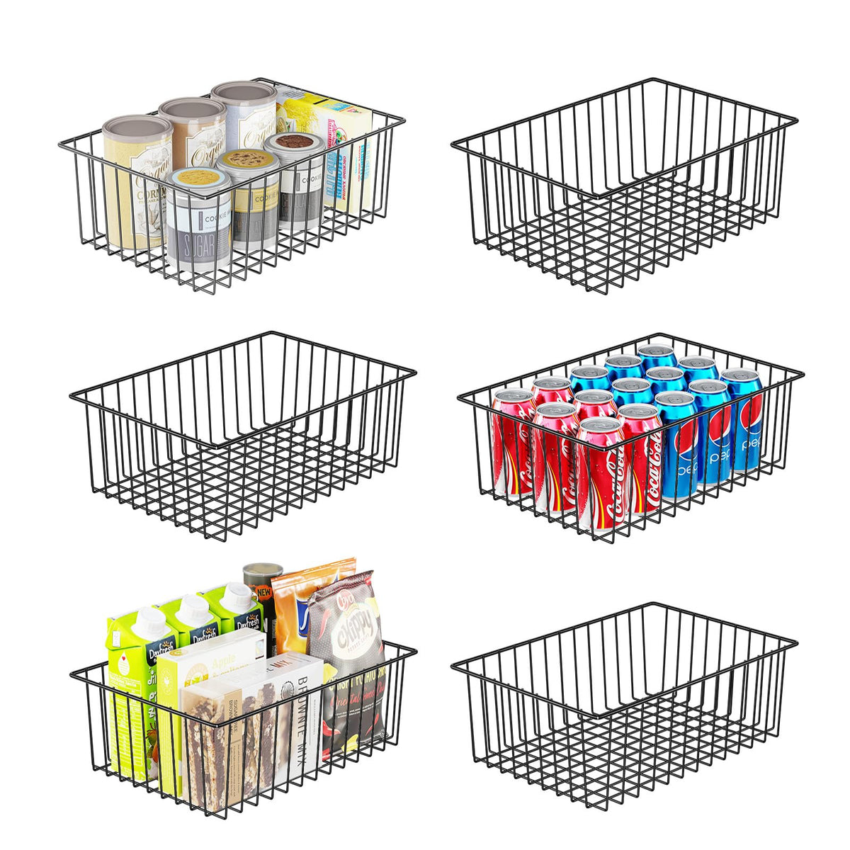 Simple Trending 6-pack large wire baskets for pantry organization and easy access