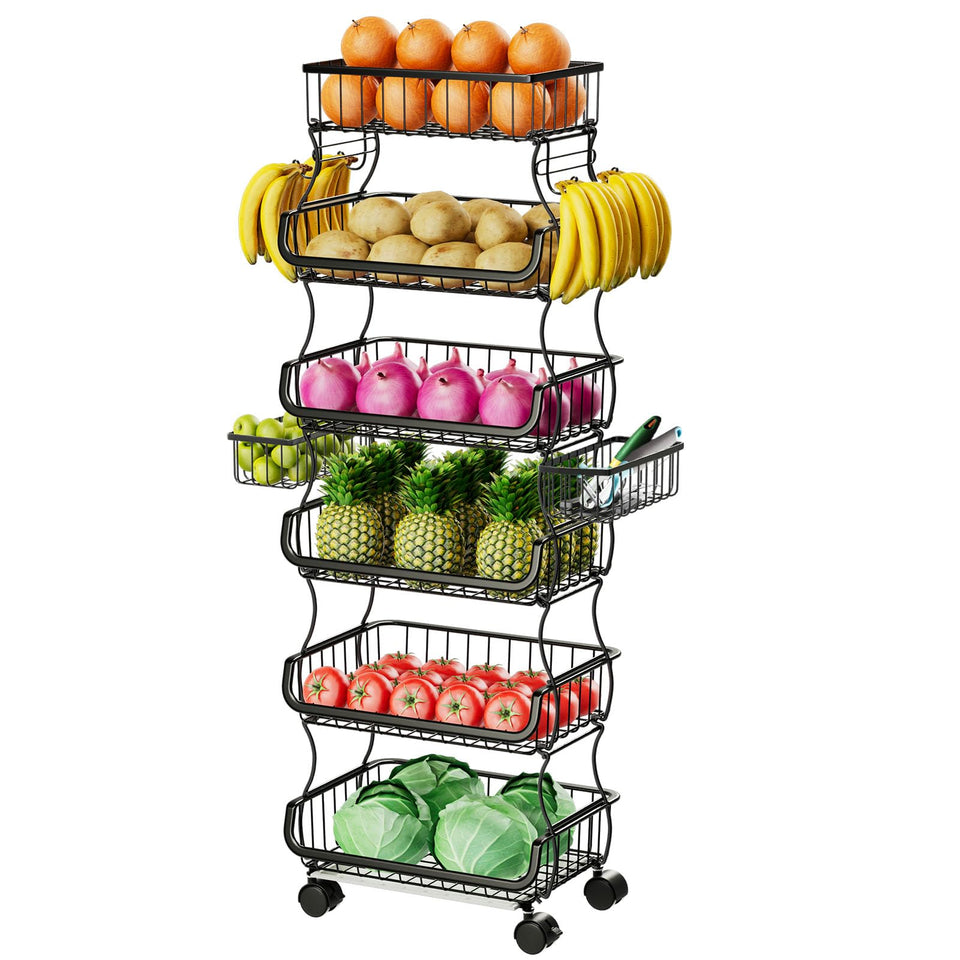 Simple Trending 6-tier rolling cart on wheels for space-saving pantry organization.