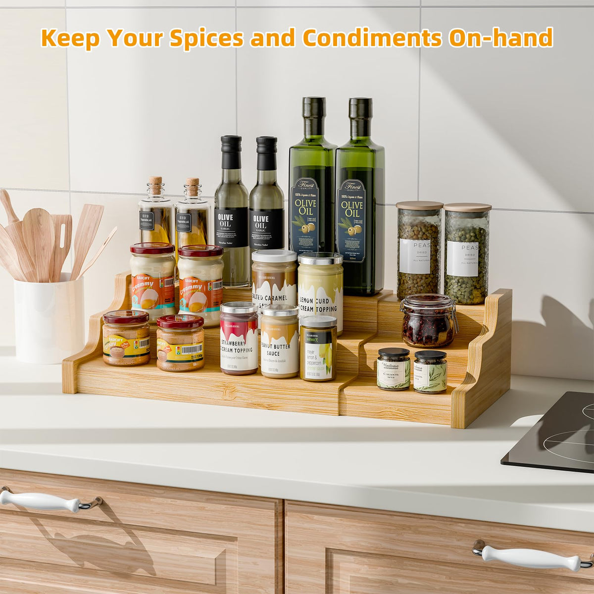 Simple Trending adjustable spice organizer fits tight cabinets and expands to fit pantry shelves
