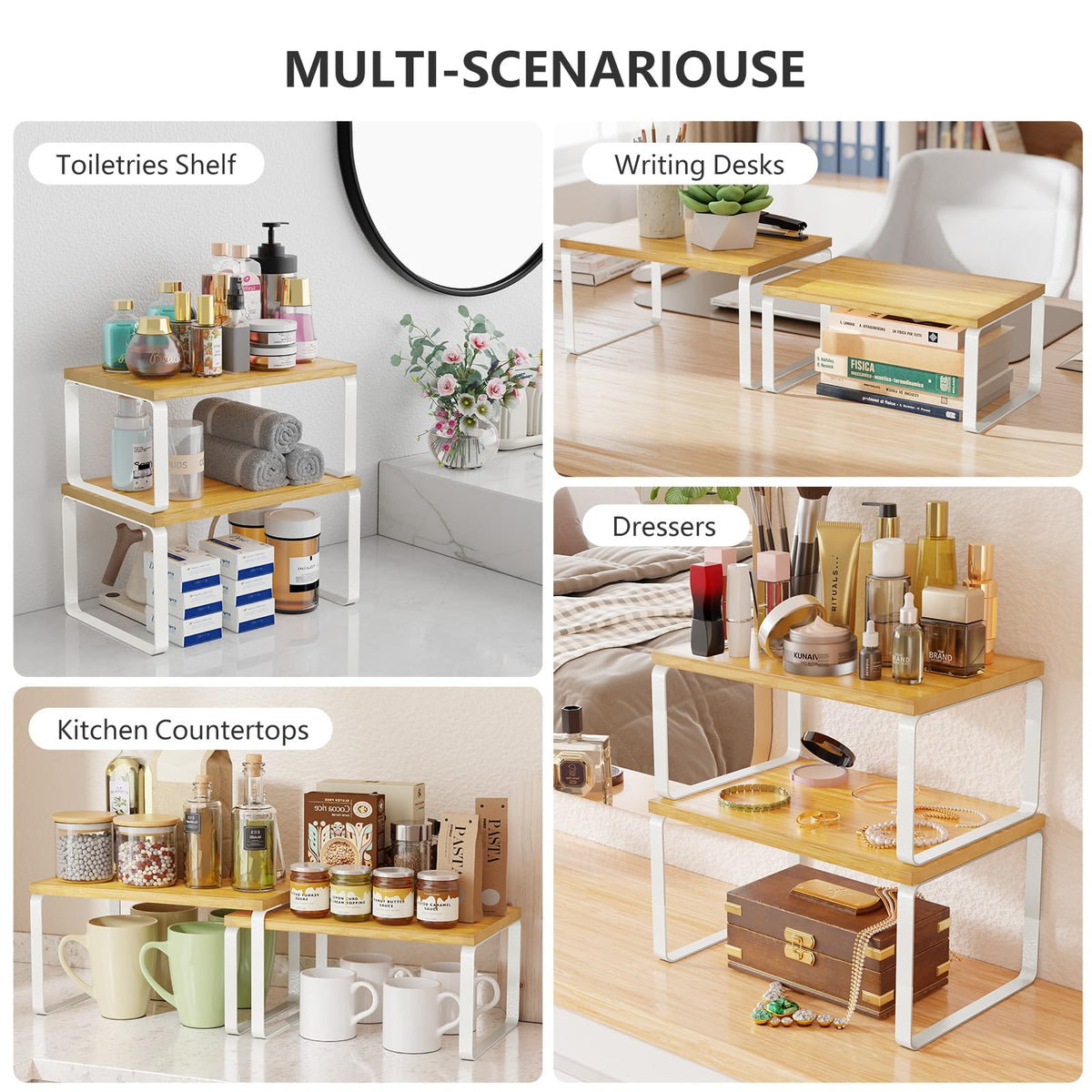 Simple Trending bamboo cabinet organizer pantry-ready shelf for jars and tools.