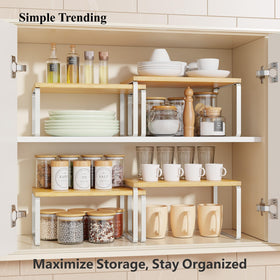 Simple Trending bamboo cabinet organizer small shelf side angle keeps counters tidy.