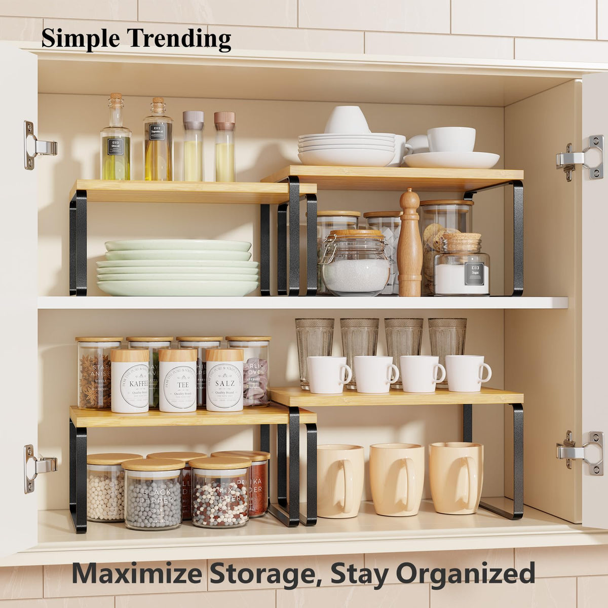 Close-up of Simple Trending bamboo and metal construction highlights sturdy, durable build.