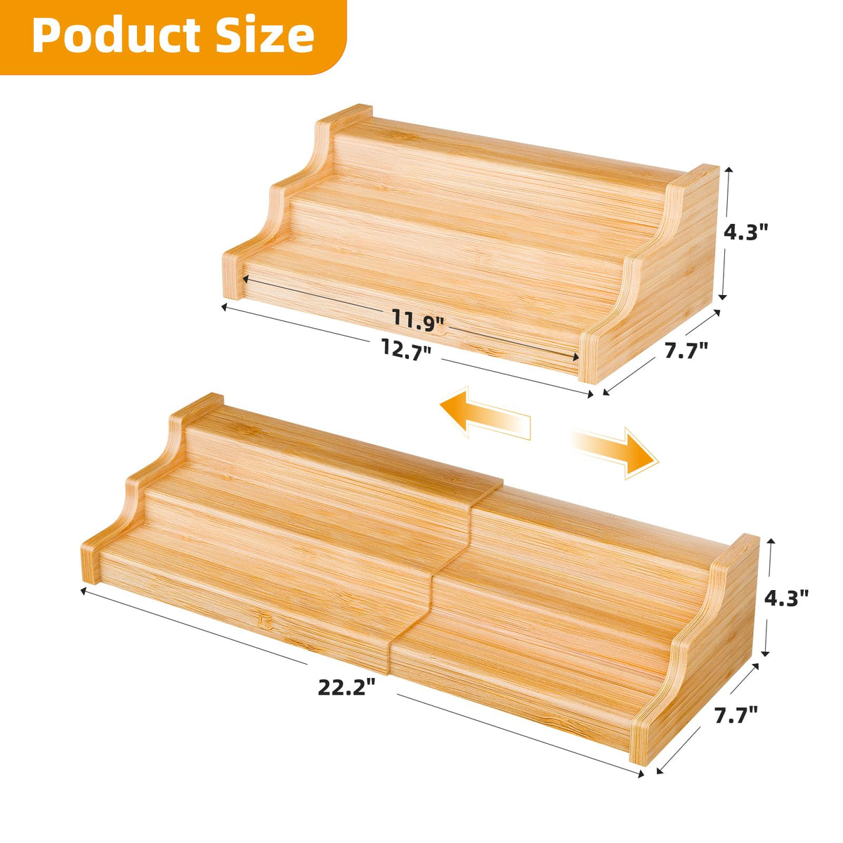 Simple Trending bamboo storage keeps spices visible with stable steps and easy label viewing