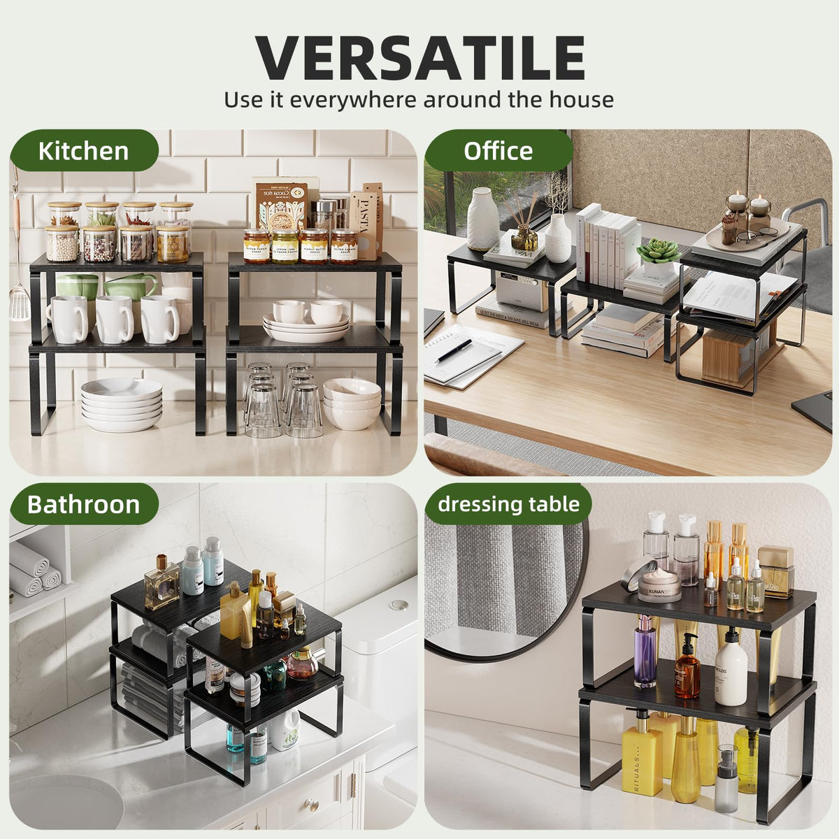 Simple Trending black finish spice rack set keeps ingredients visible and reachable.