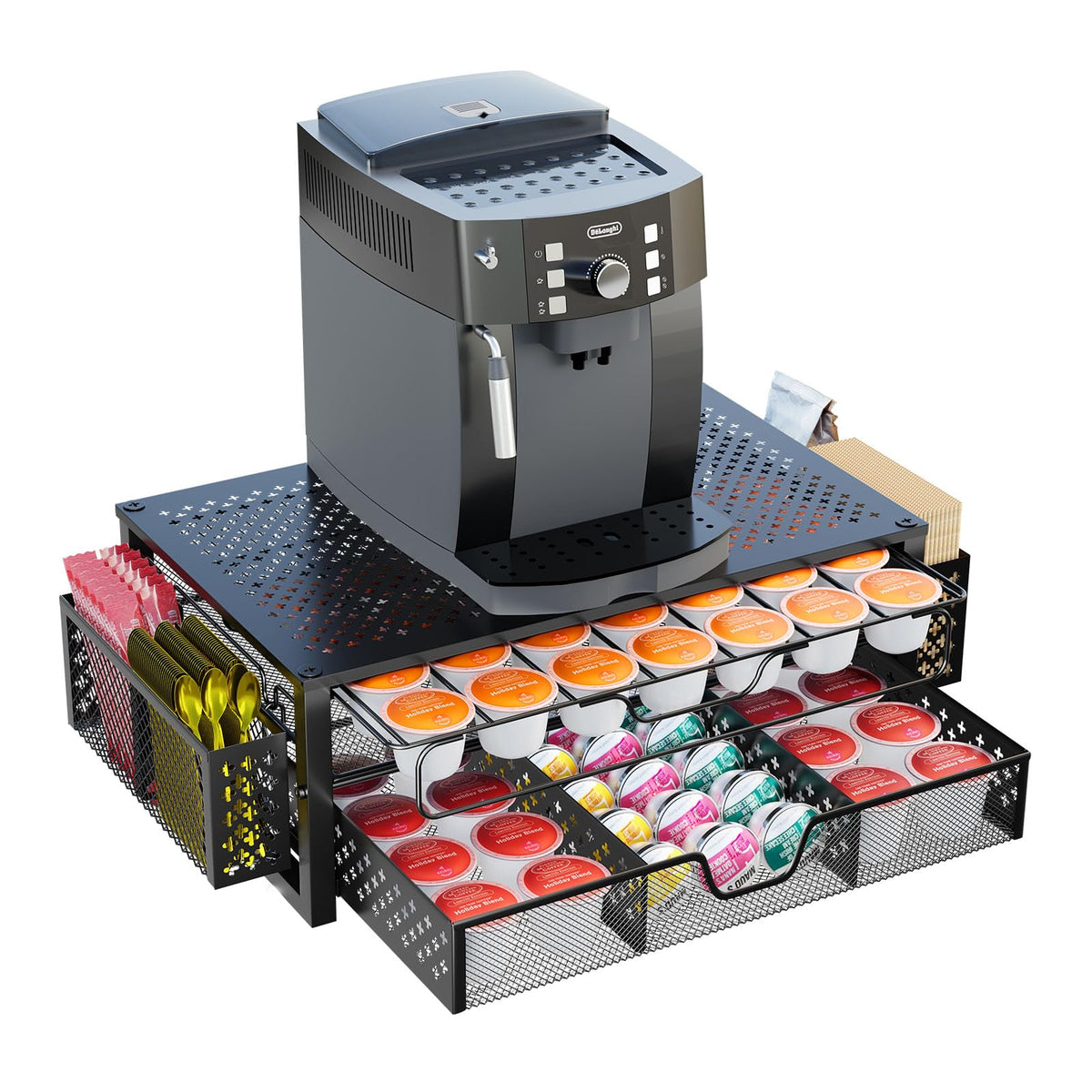 Simple Trending coffee pod holder front view with two-tier storage keeping K-Cups organized