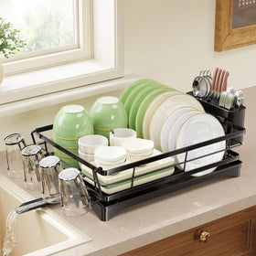 Simple Trending dish drying rack front view showing compact, organized counter space