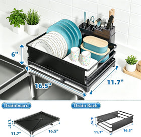 Simple Trending rack shows integrated cutlery and cup holders for organized drying