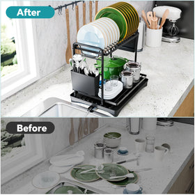 Simple Trending rack with swivel spout prevents water pooling on counters.